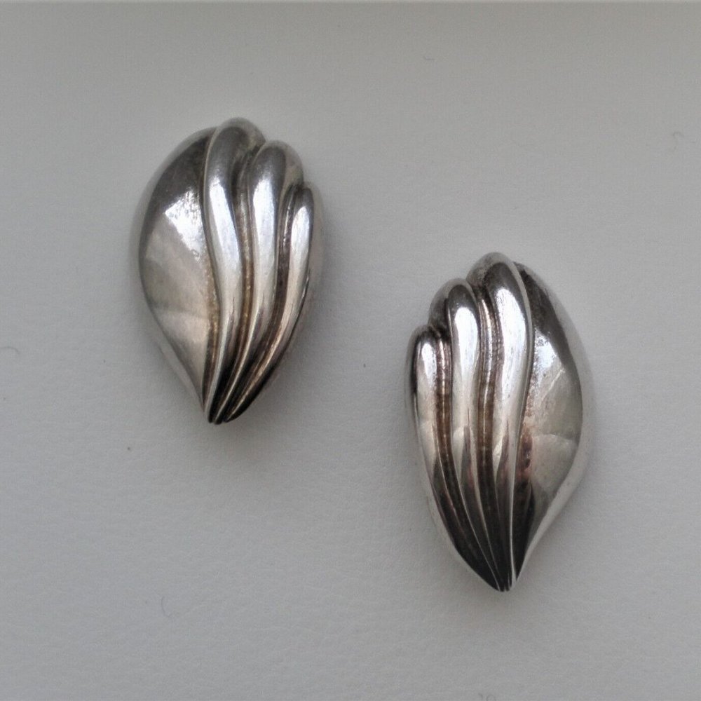 Vintage Large Designer CHARLES KRYPELL Sterling Silver 925 Clip On Earrings 16 g